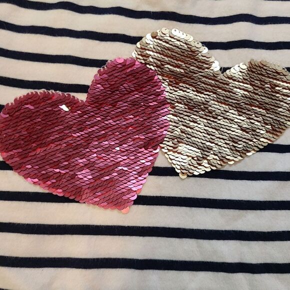 Crown & Ivy Tee Sequined Hearts Long Sleeved Striped Girls sz M - Picture 10 of 13